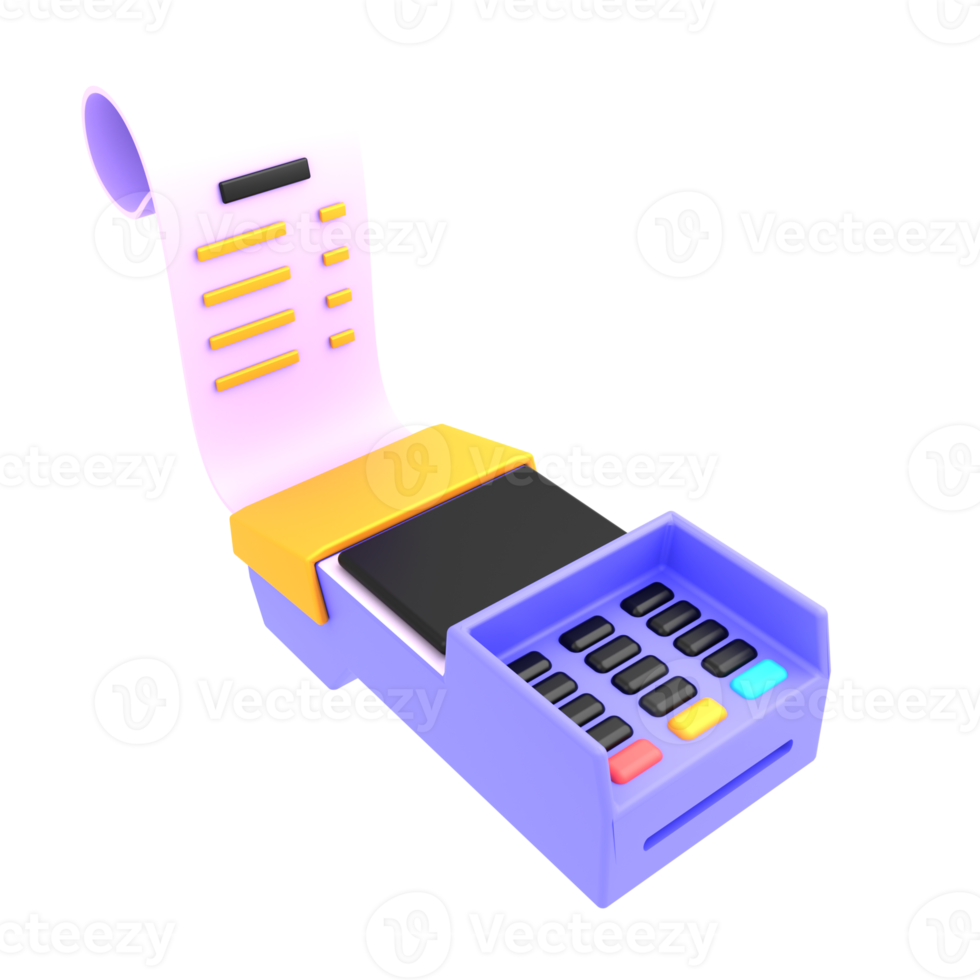 3d render ilustración pos terminal para pago de facturas png