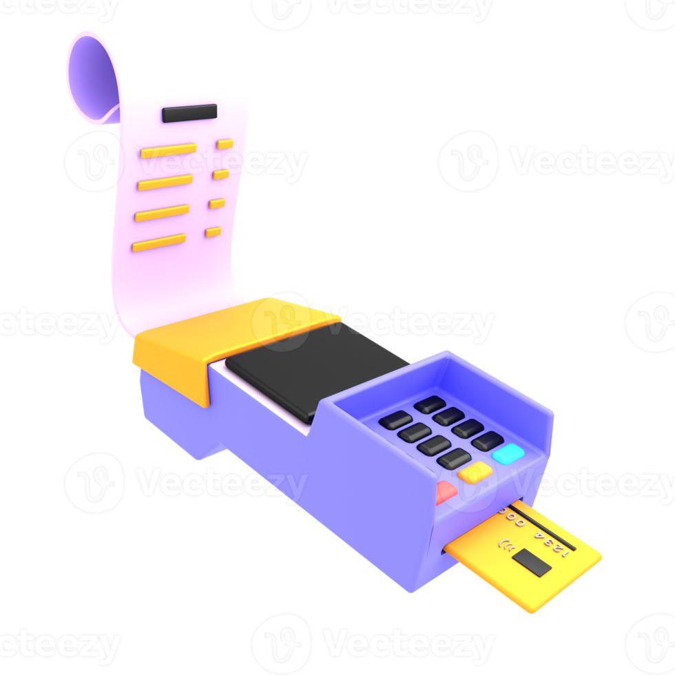 illustration de rendu 3d terminal pos pour le paiement des factures png