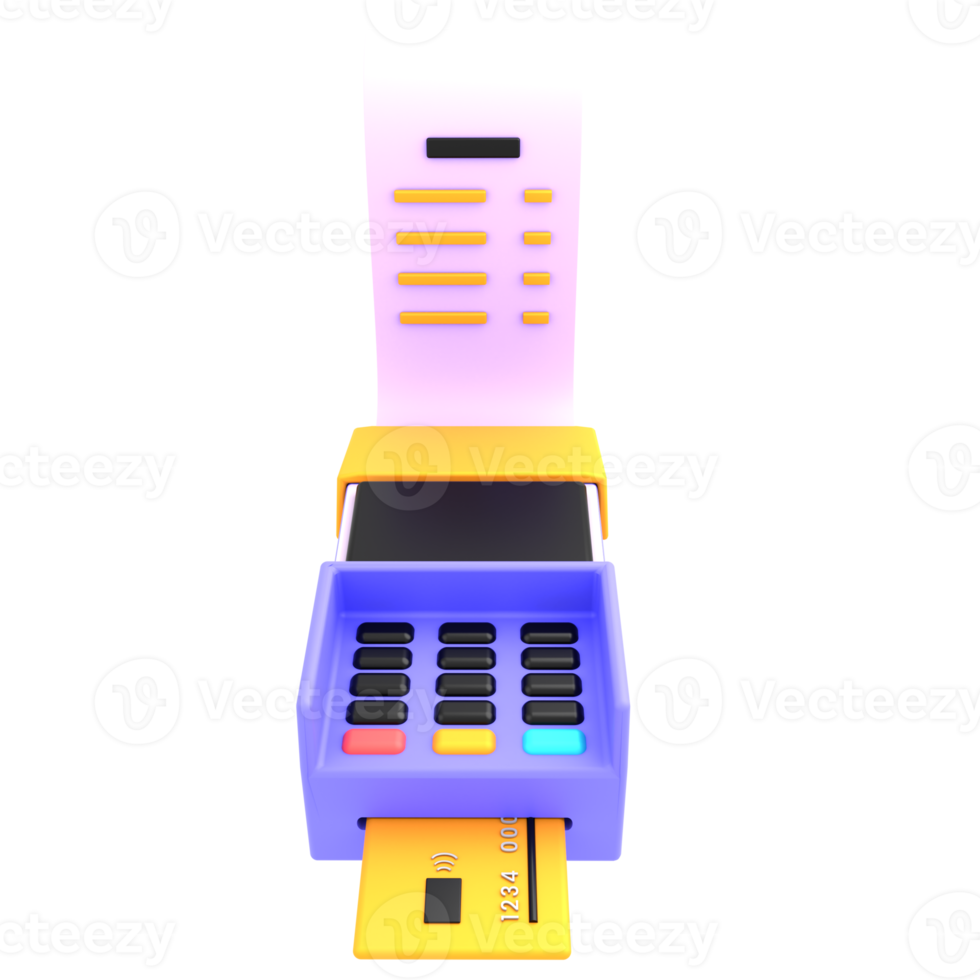 3d render illustration pos terminal for bills payment png