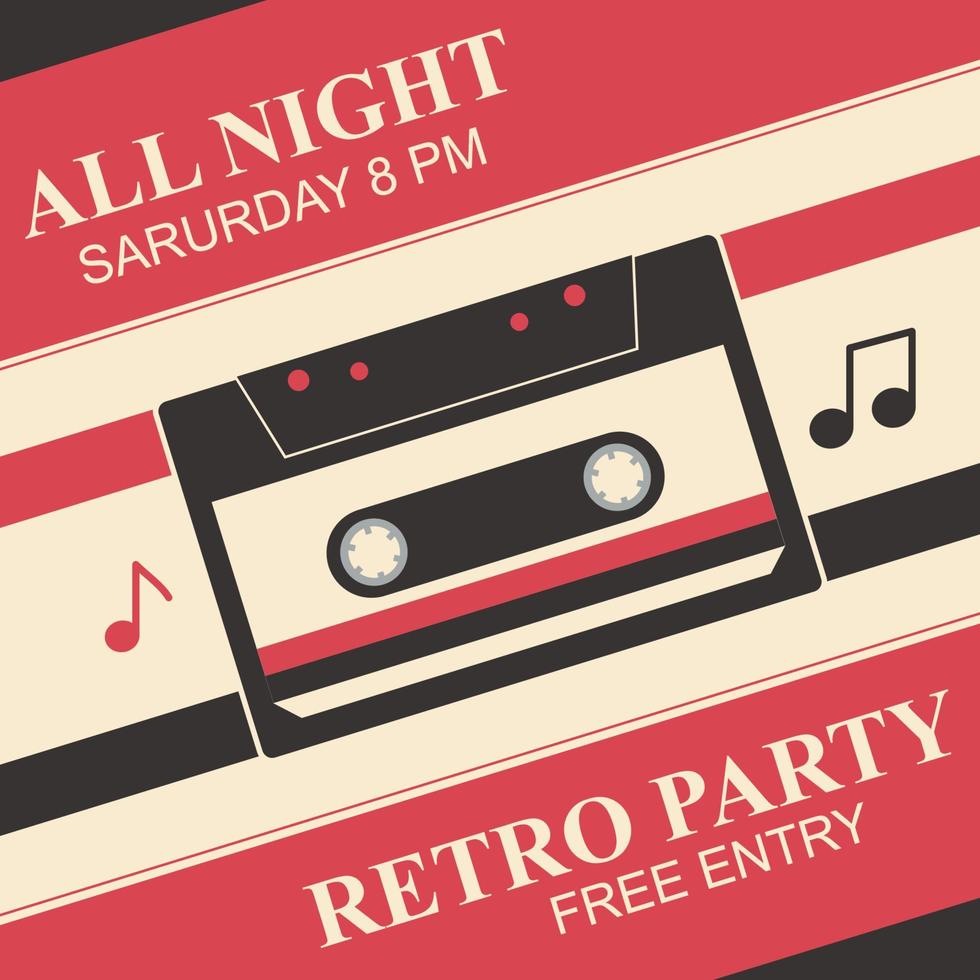 Retro Party Poster Vector