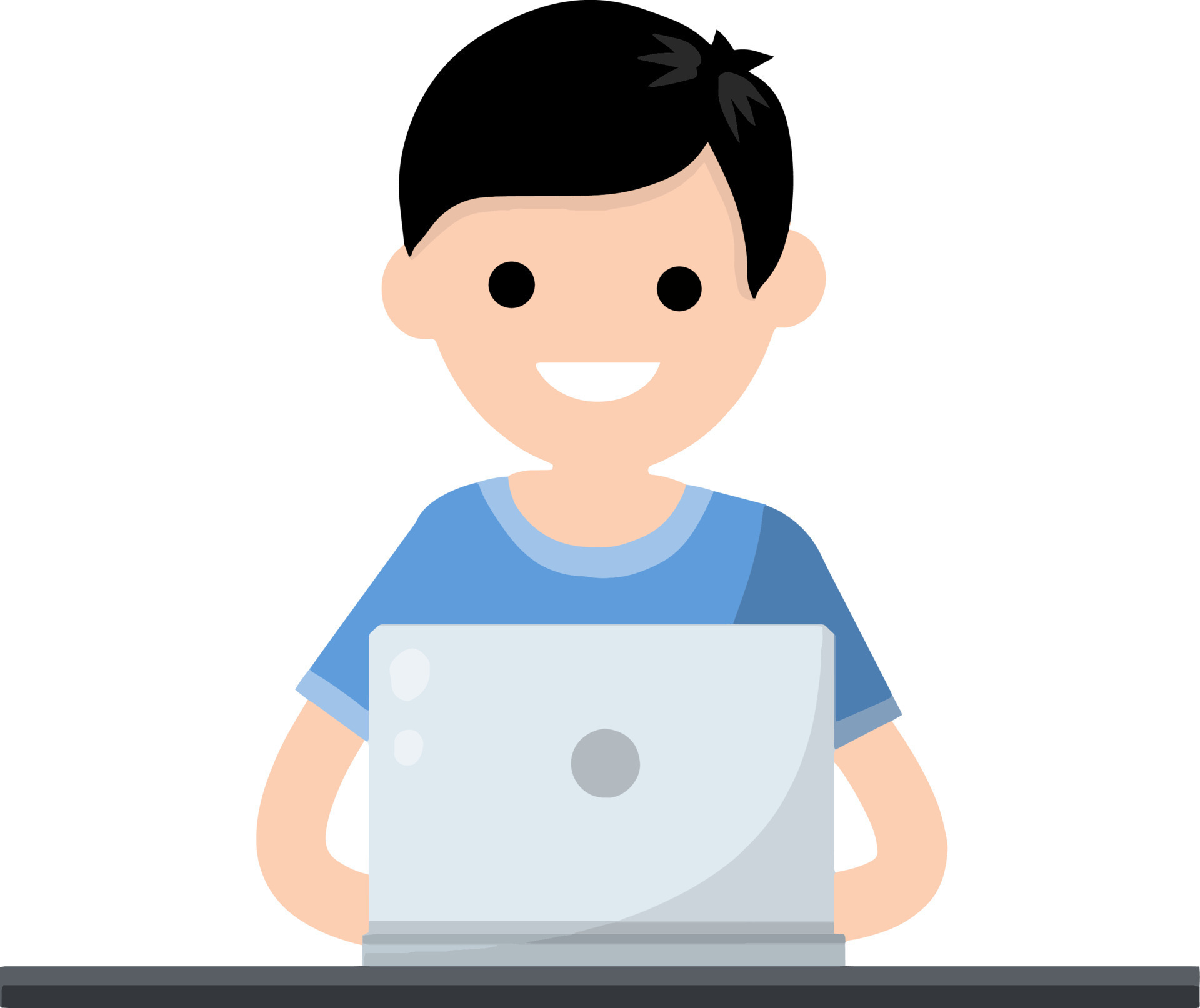 Man is sitting at table with laptop. Training and education. Work as  programmer and freelance. Young man. Hobbies and entertainment. Cartoon  flat illustration. 9339485 Vector Art at Vecteezy