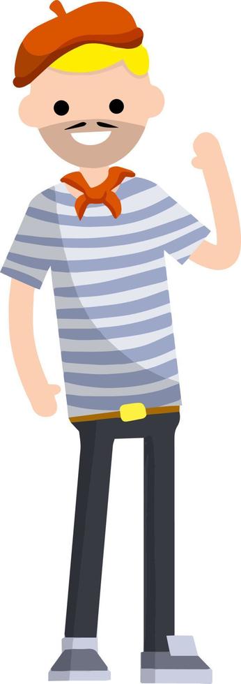 French man in blue striped clothes vector