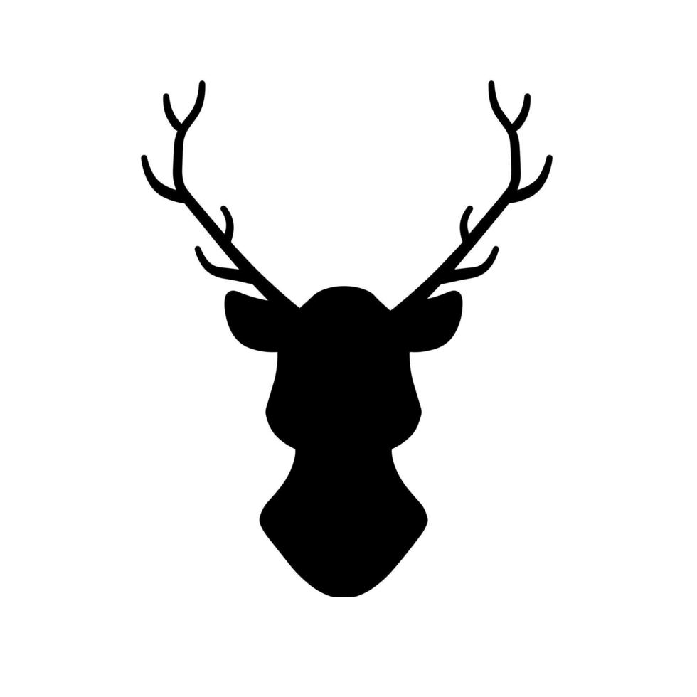 Head of deer. Black silhouette of stag. vector