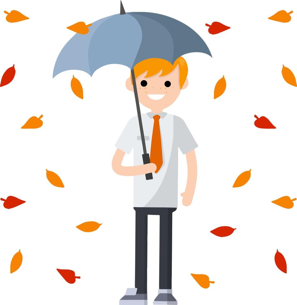 Young man standing in the rain vector