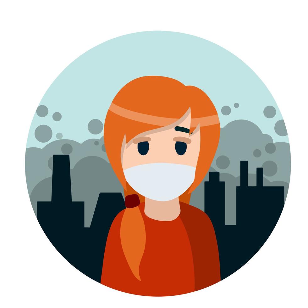 Woman with medical mask on face. vector
