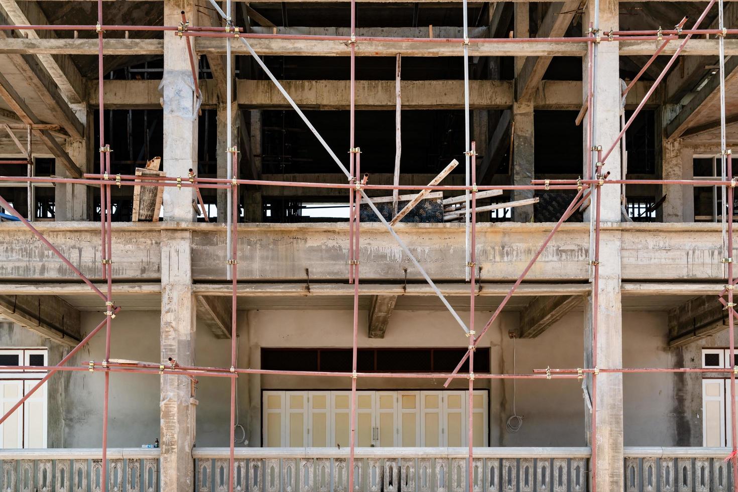 scaffolding at construction site of a building photo