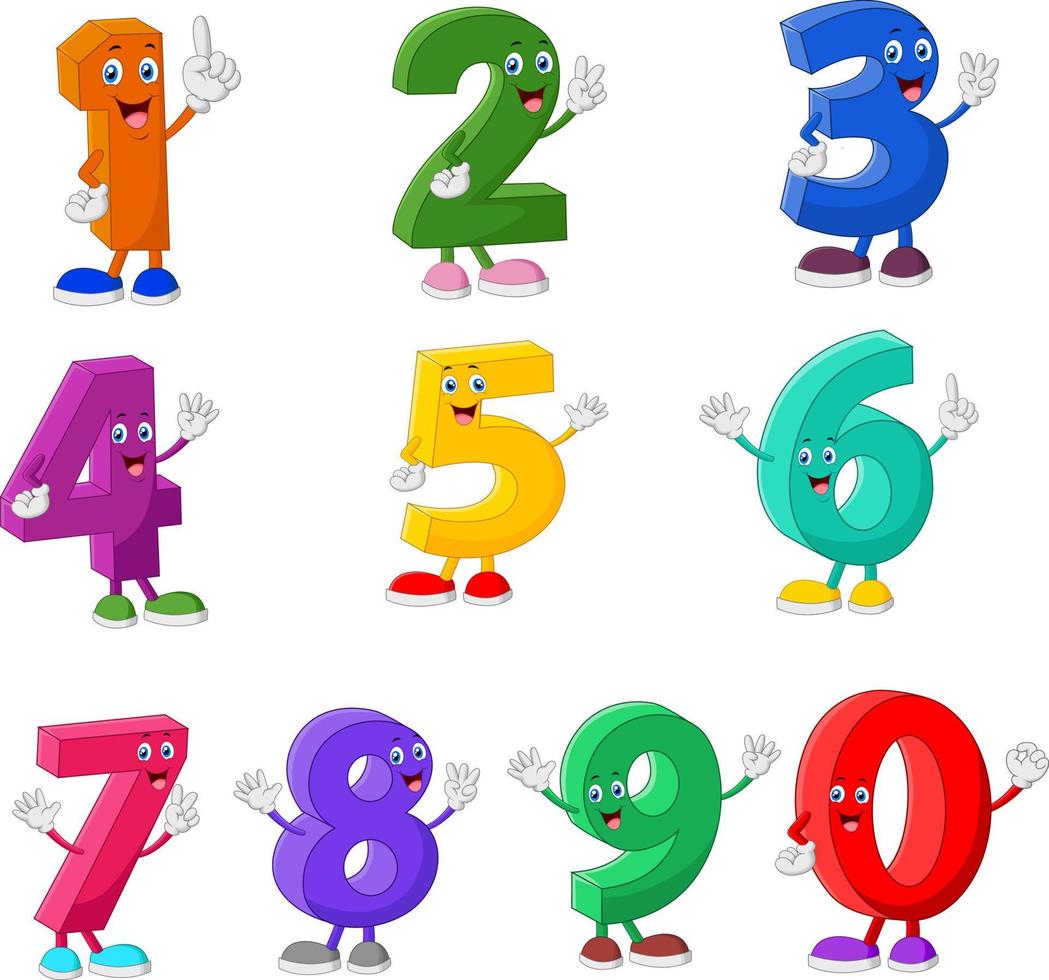 Cute Numbers Cartoon Characters vector