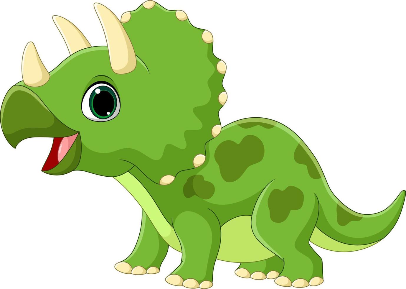 Triceratops pequeños divertidos dibujos animados sobre fondo blanco. vector