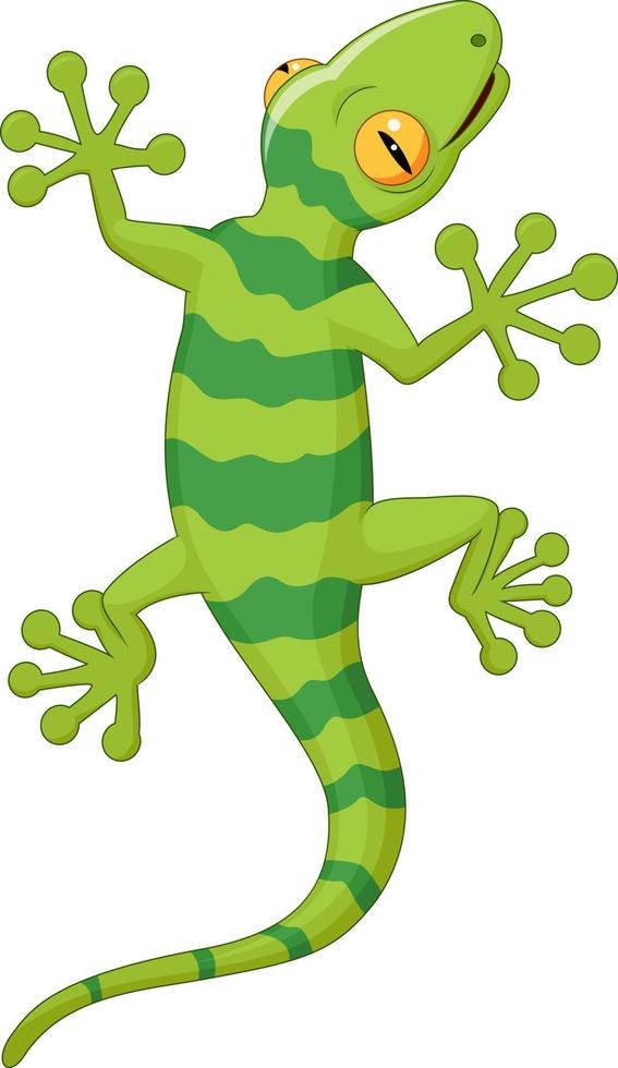 Cartoon gecko crawling on the wall vector