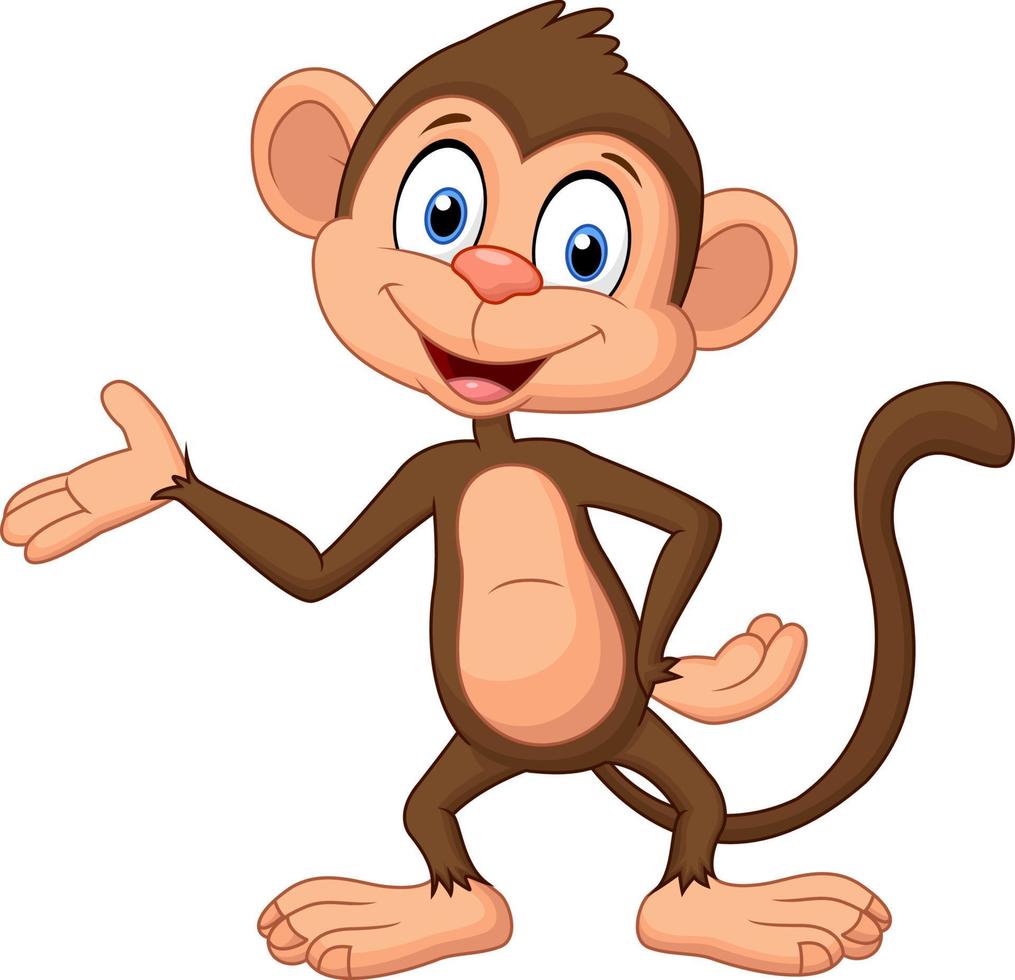 Cartoon monkey presenting vector
