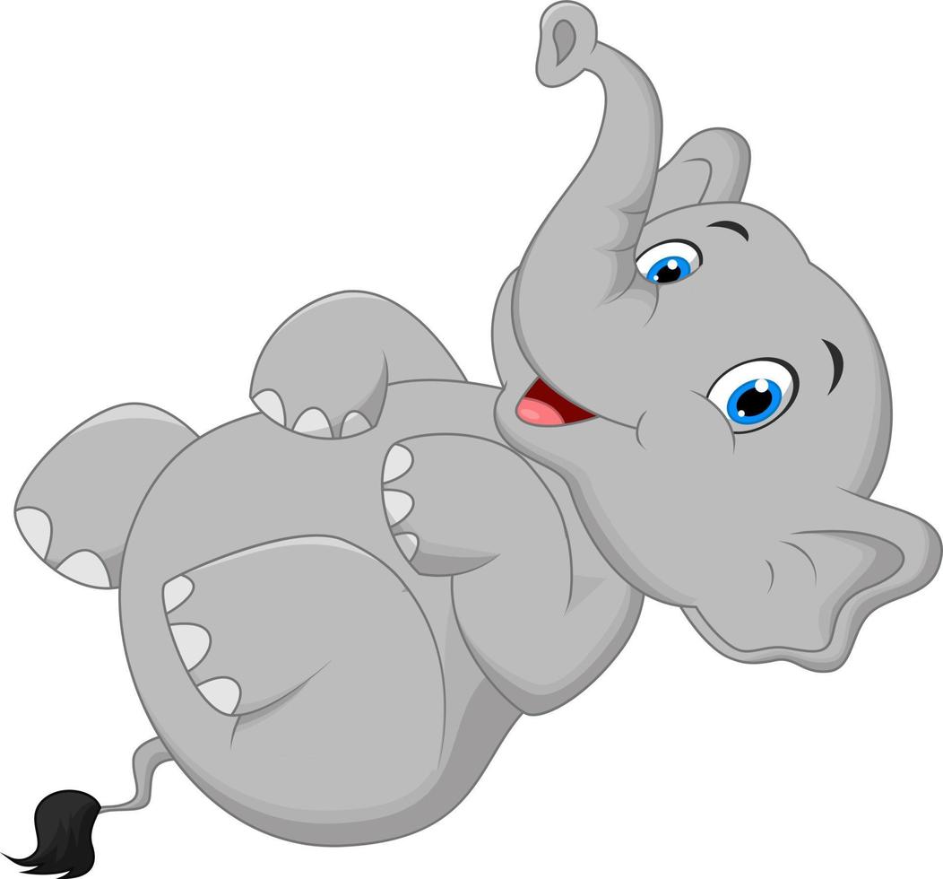 Cute elephant cartoon lying on the floor vector