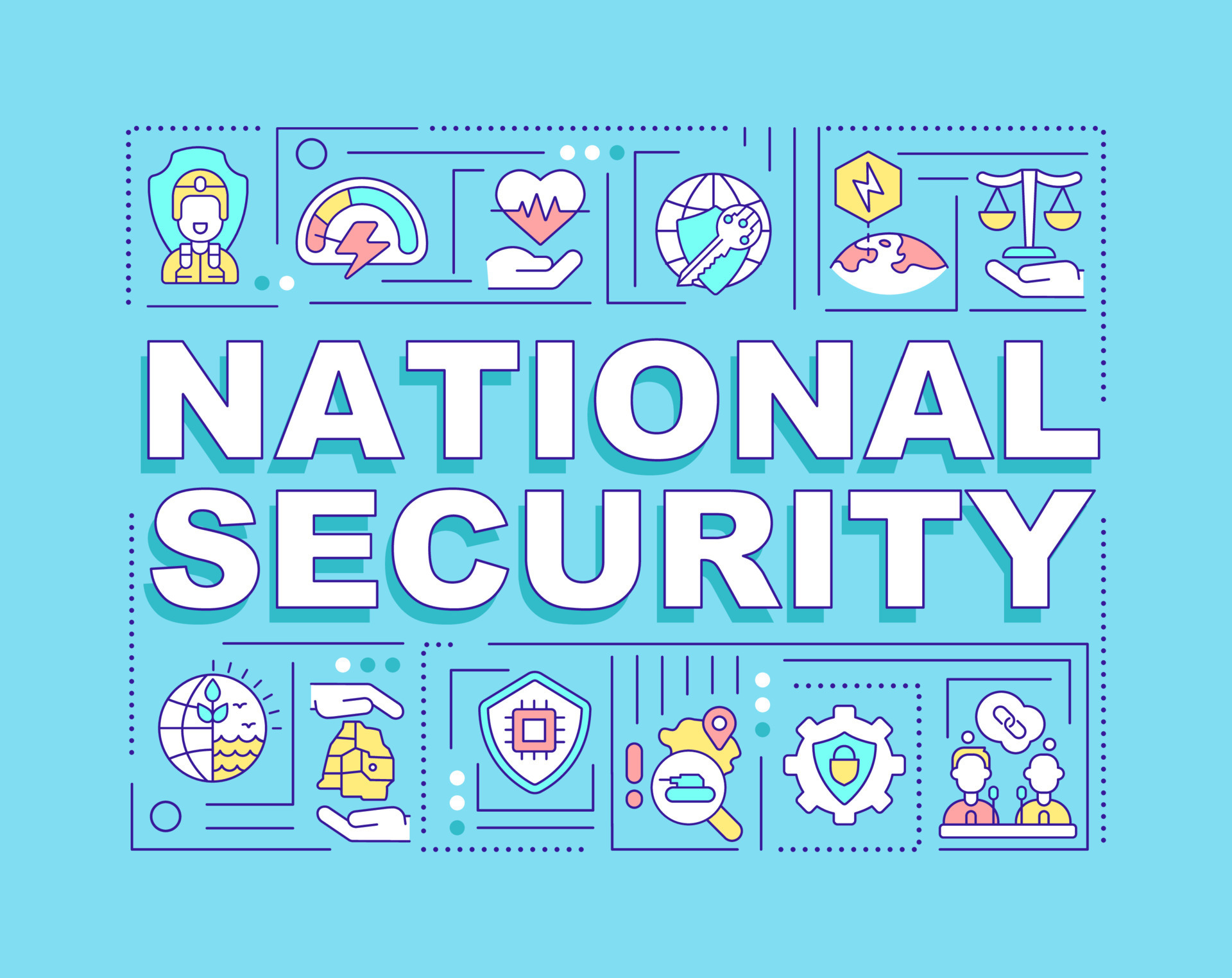 National security word concepts blue banner. Protection of native