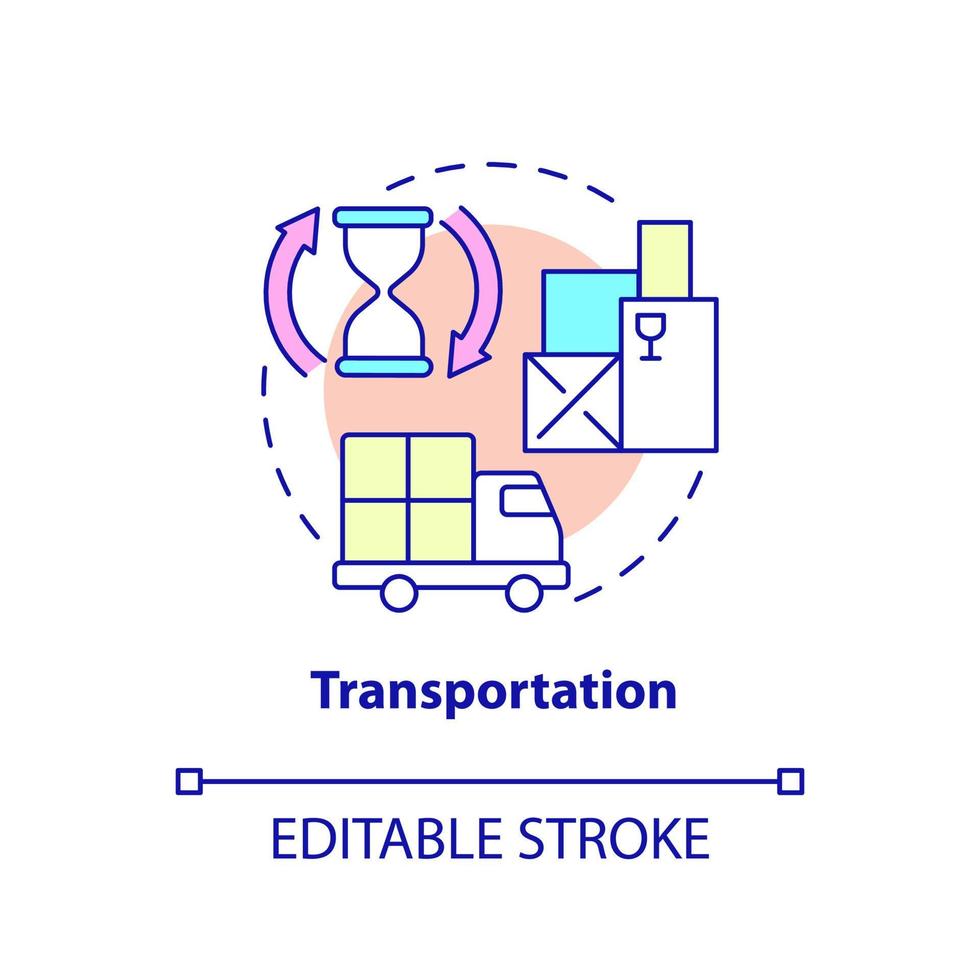 Transportation concept icon. Additional expenses. Product delivery. Type of muda abstract idea thin line illustration. Isolated outline drawing. Editable stroke. vector