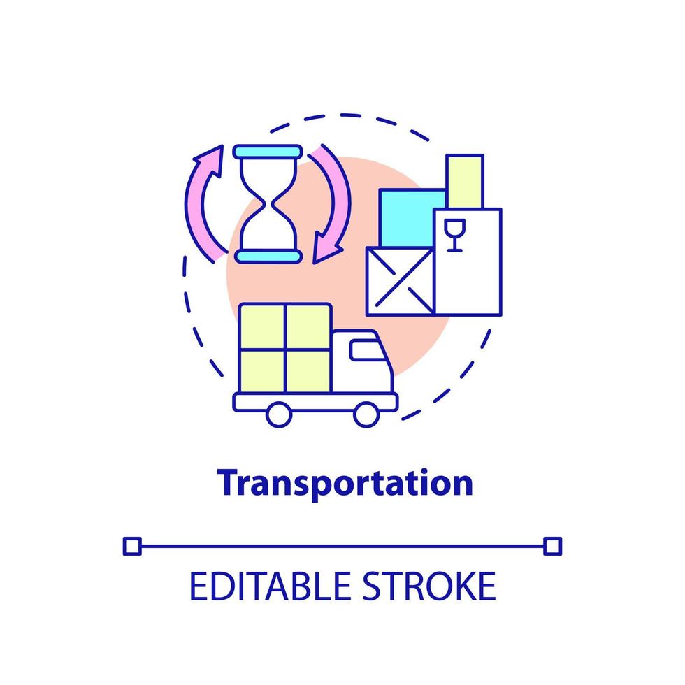 icono del concepto de transporte. gastos adicionales. entrega del producto. tipo de muda idea abstracta ilustración de línea delgada. dibujo de contorno aislado. trazo editable. vector