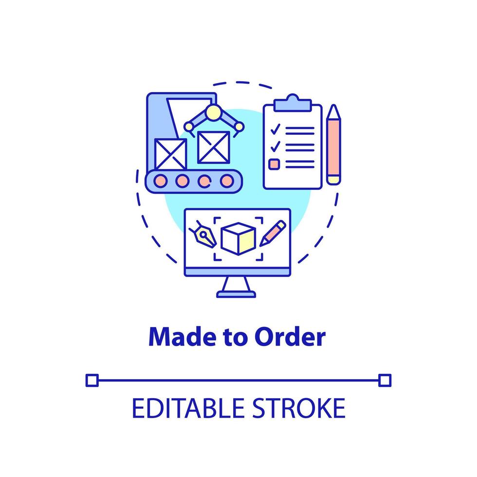 Made to order concept icon. Customer personal requirements. Type of products abstract idea thin line illustration. Isolated outline drawing. Editable stroke. vector