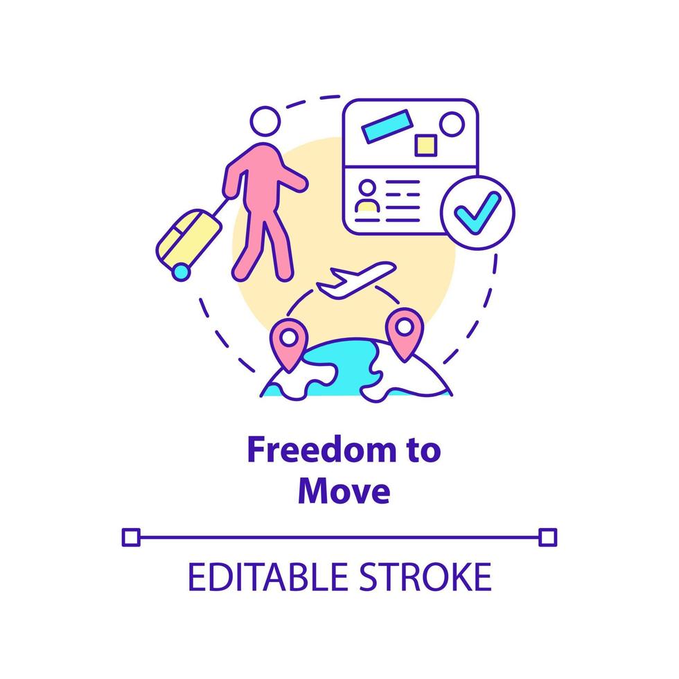 Freedom to move concept icon. Opportunity to relocate. Refugee right abstract idea thin line illustration. Isolated outline drawing. Editable stroke. vector