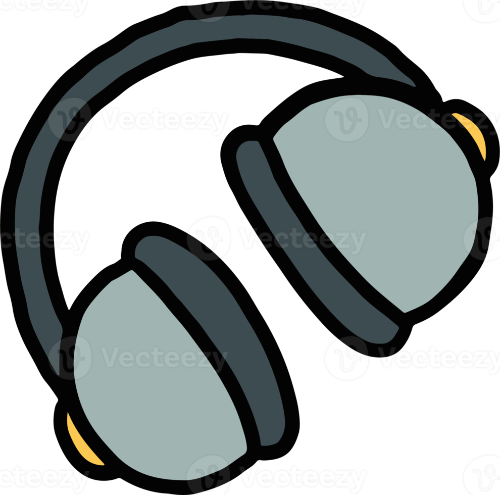 Headset-Symbol, Rundfunkthema in handgezeichnetem Design. niedliche podcast-symbolillustration png