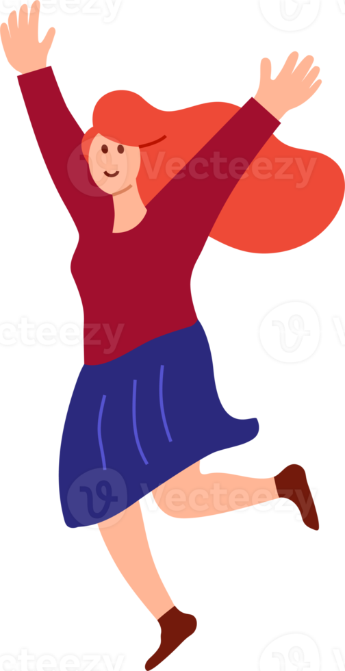 People are jumping with joyful expressions. Young people in casual fashion flat design illustration. png