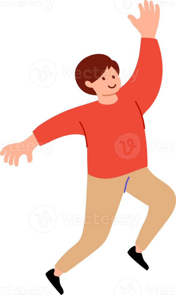 People are jumping with joyful expressions. Young people in casual fashion flat design illustration. png