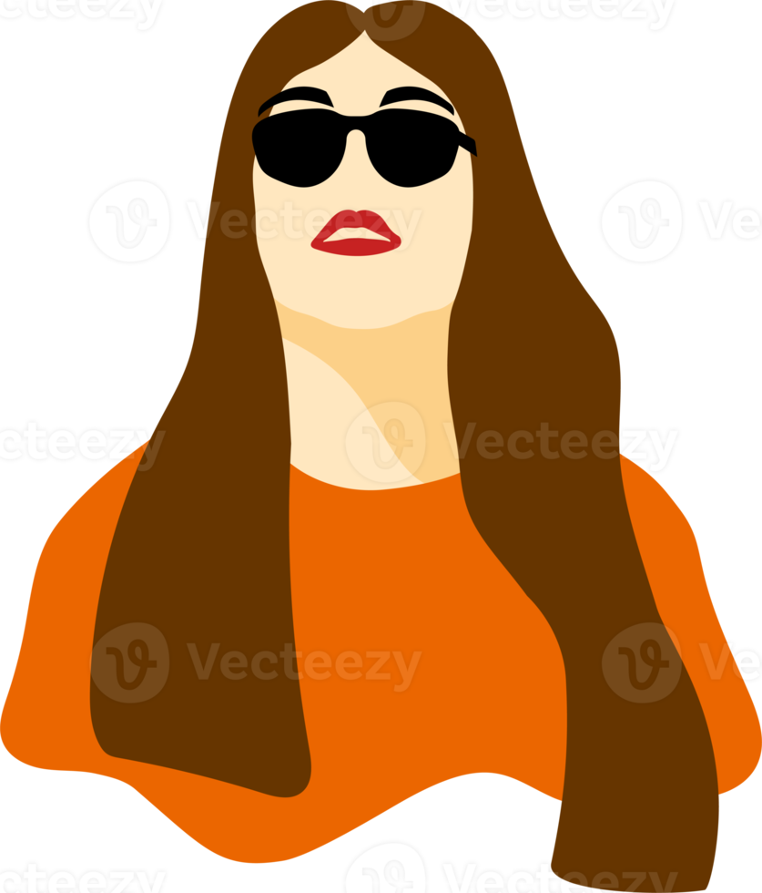 portrait stylish young women dressed in casual and formal outfits. Flat design illustrations of woman portrait in trendy fashionable style png