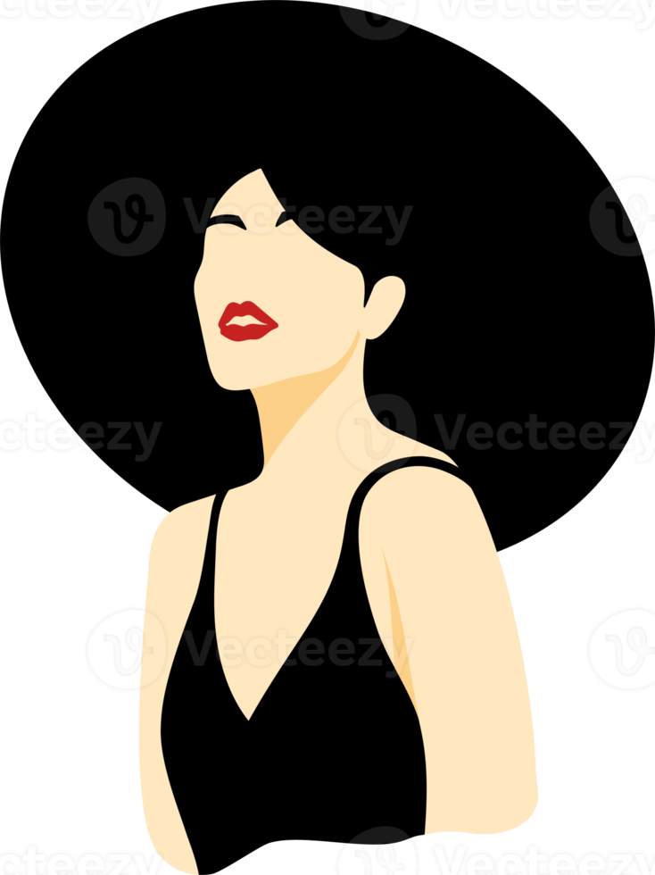 stylish young women dressed in casual and formal outfits. Flat design illustrations of woman portrait in trendy fashionable style png