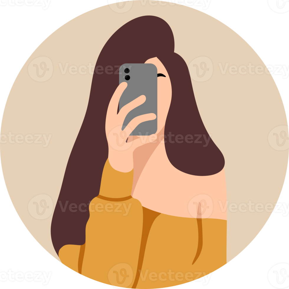 portrait stylish young women dressed in casual and formal outfits. Flat design illustrations of woman portrait in trendy fashionable style png