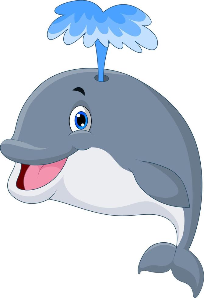 Funny cartoon whale vector