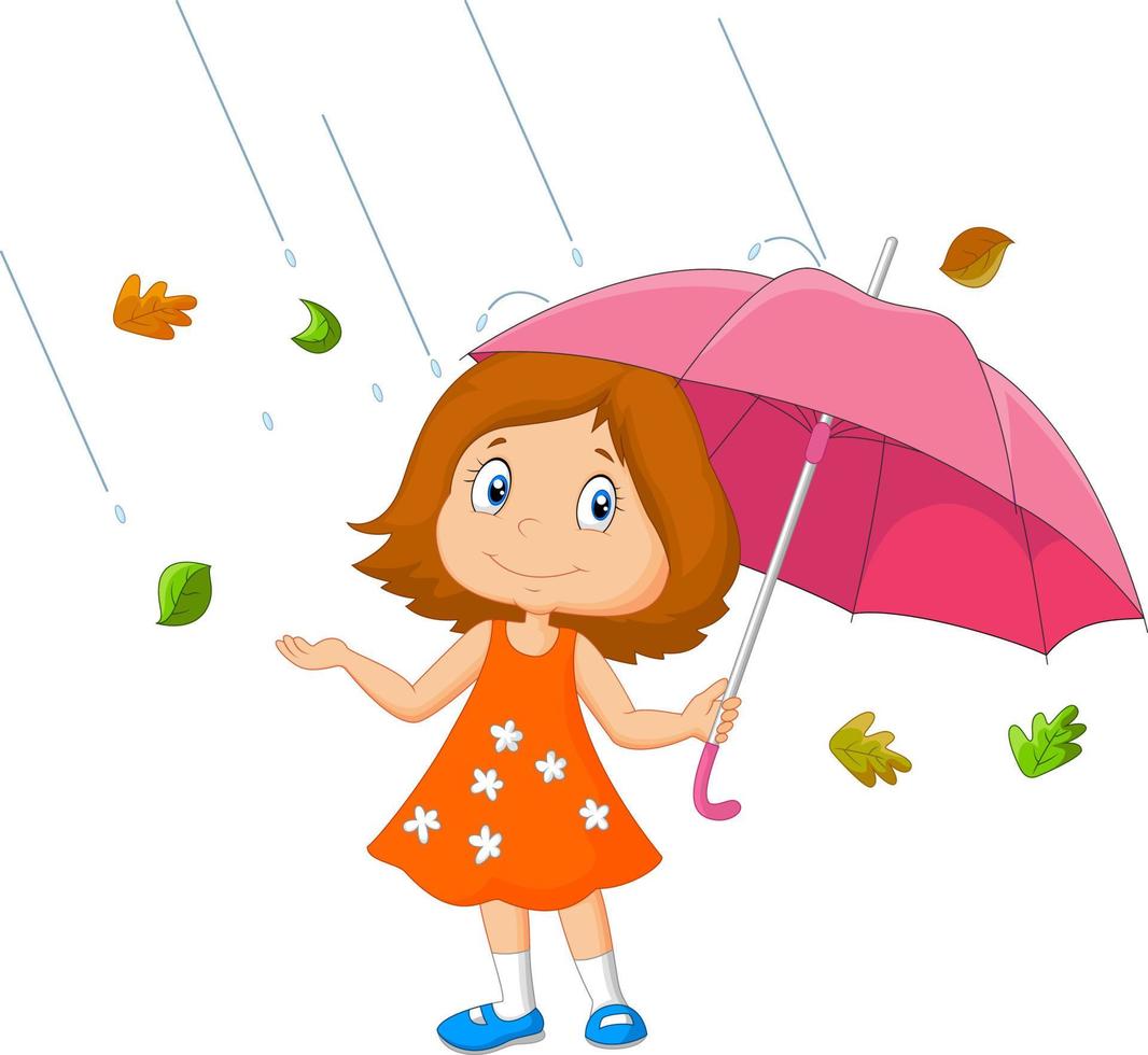 Girl with umbrella vector