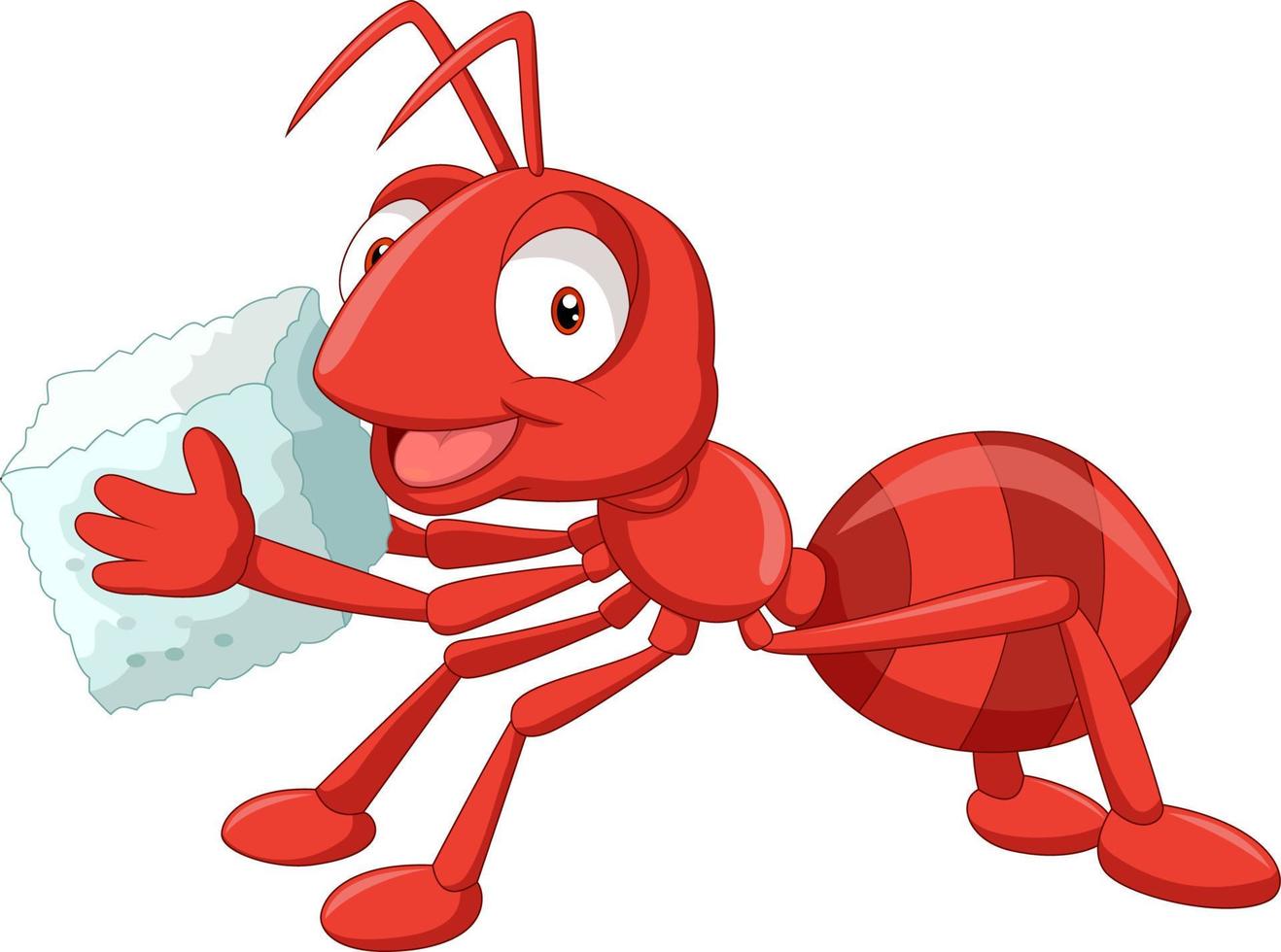 Cartoon red ant carrying sugar vector