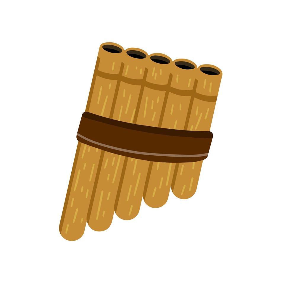 Pan flute. Bamboo pipe. vector