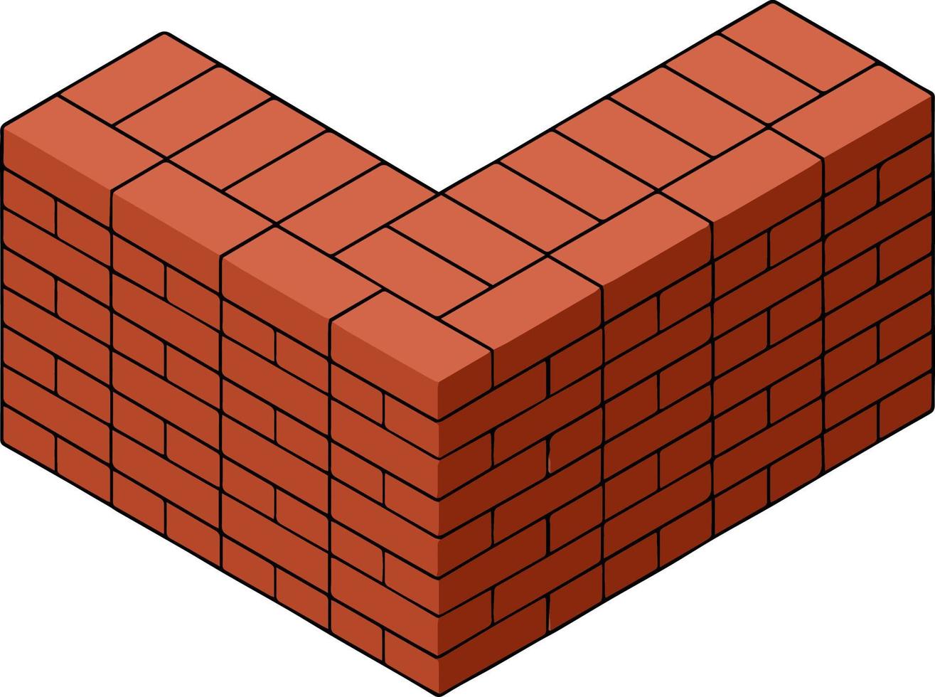 Red brick wall of house. vector