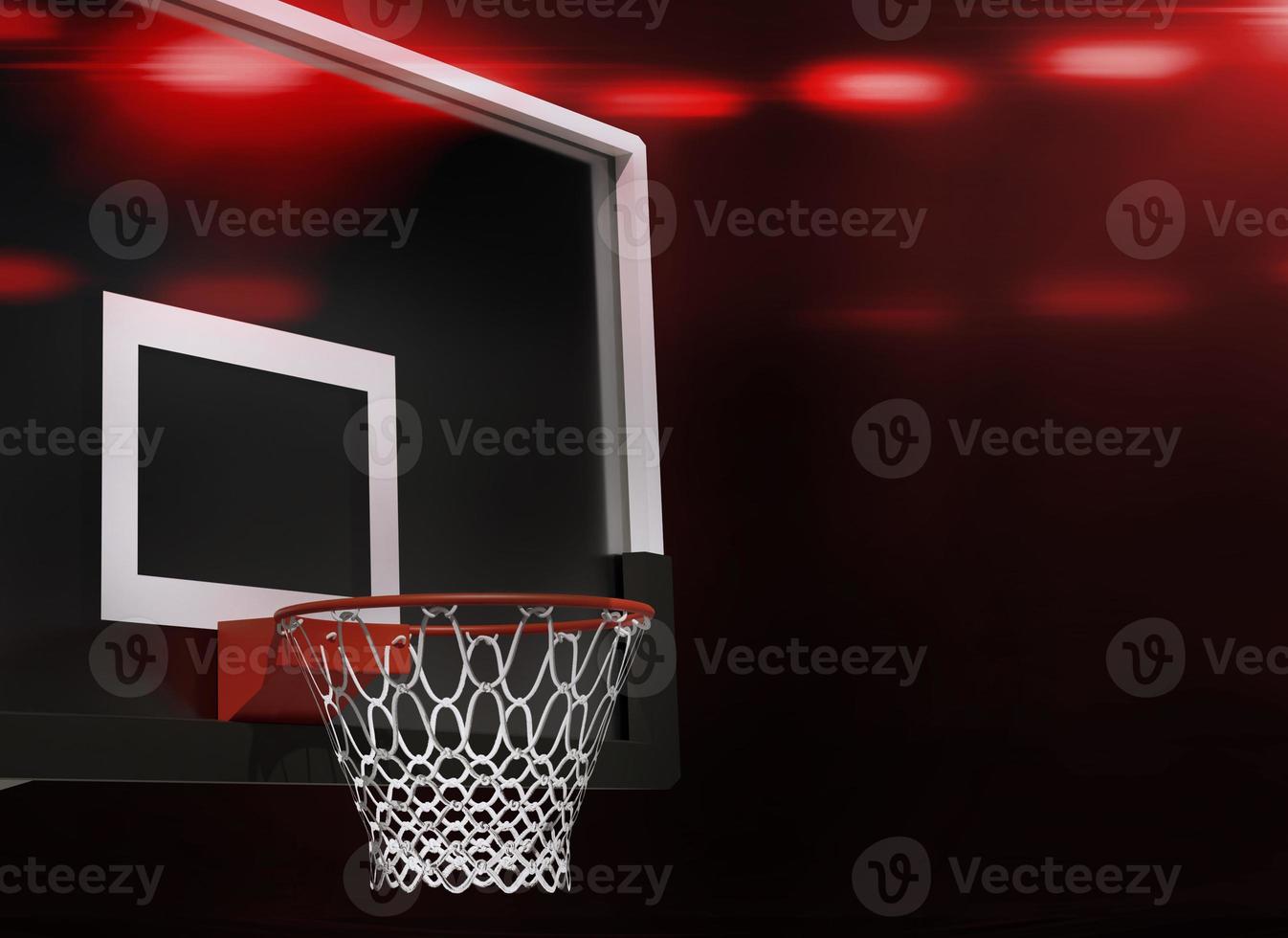 estadio de cancha de baloncesto con luces en el campo brillando. renderizado 3d foto