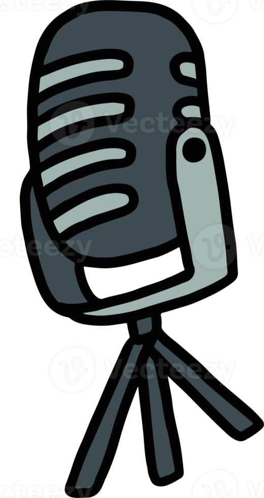 microfono, tema di trasmissione in design disegnato a mano. illustrazione dell'icona del podcast carino png