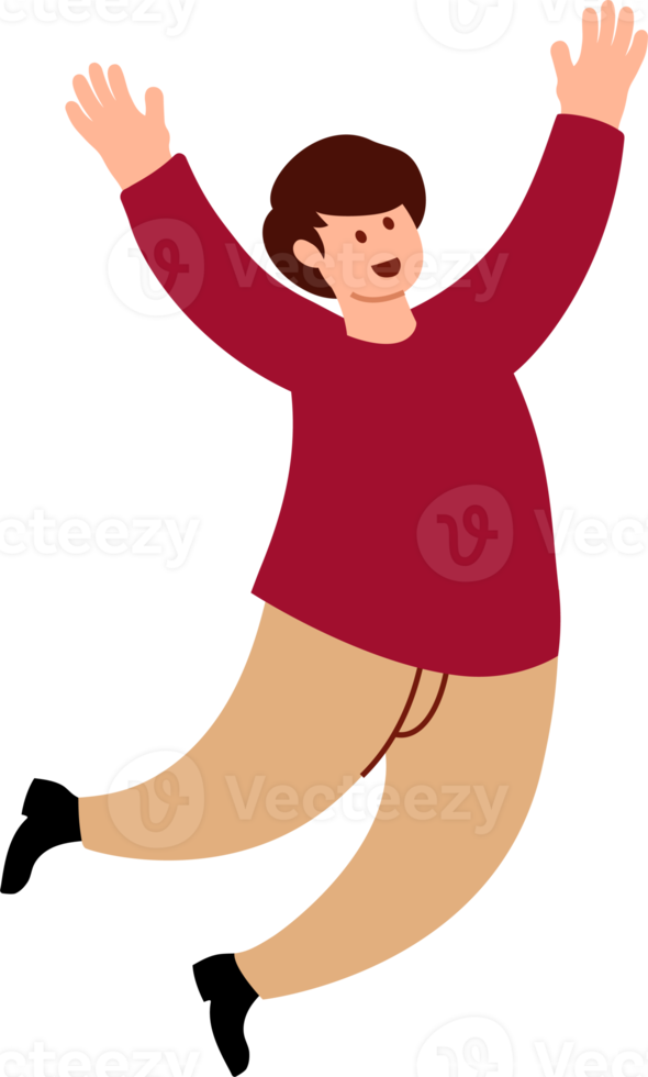 People are jumping with joyful expressions. Young people in casual fashion flat design illustration. png