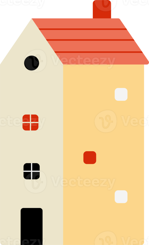 small tiny houses and trees in paper cut flat design. Collection of vector illustration buildings in a trendy and cute style. png