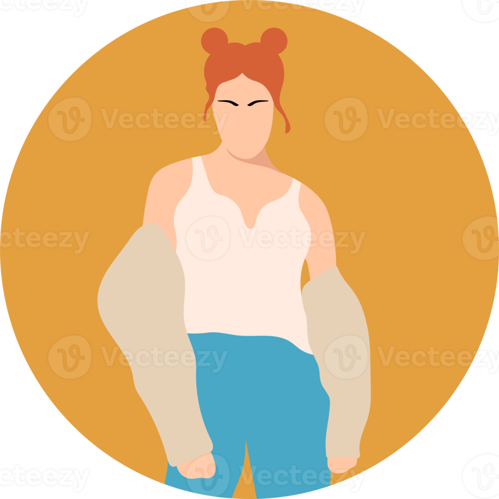portrait stylish young women dressed in casual and formal outfits. Flat design illustrations of woman portrait in trendy fashionable style png