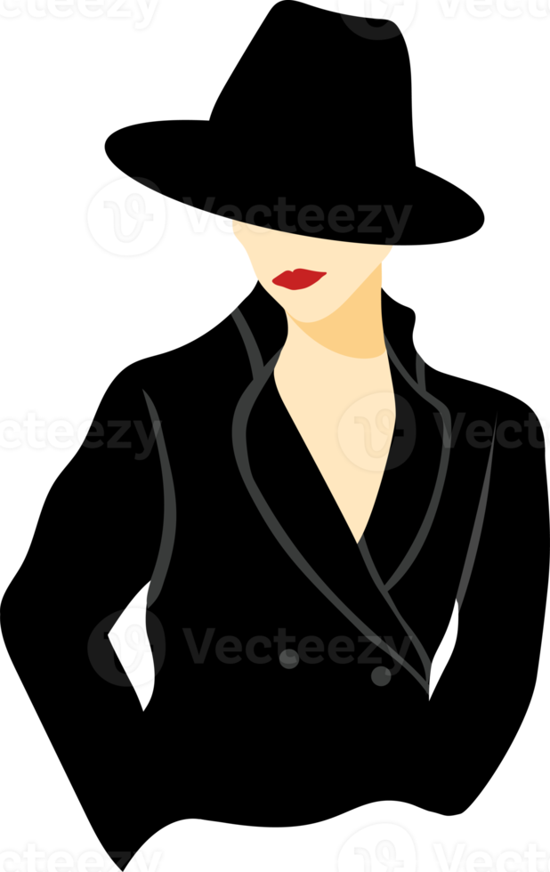 stylish young women dressed in casual and formal outfits. Flat design illustrations of woman portrait in trendy fashionable style png