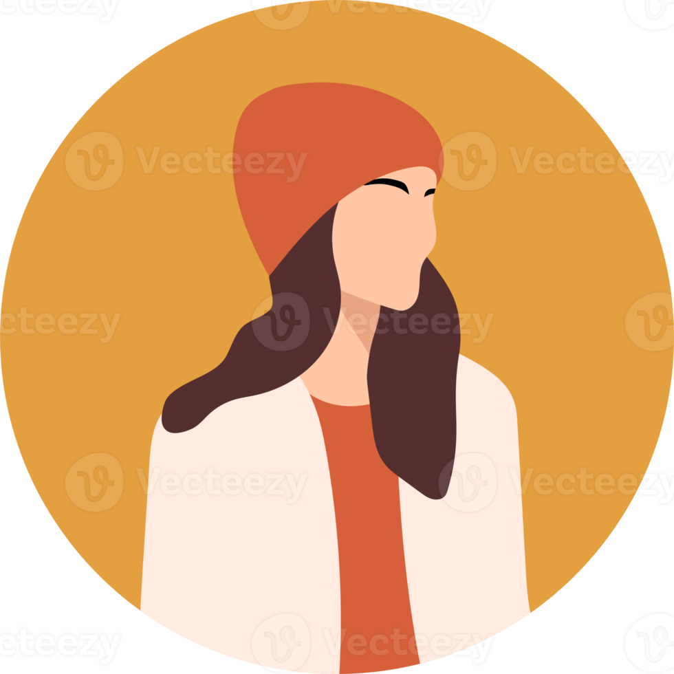 portrait stylish young women dressed in casual and formal outfits. Flat design illustrations of woman portrait in trendy fashionable style png