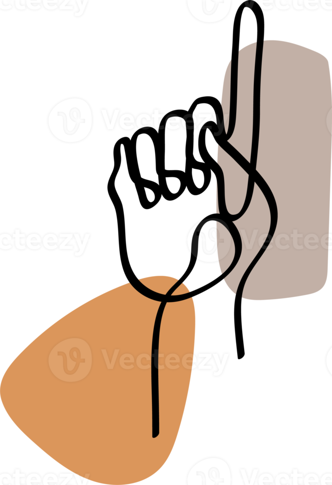 les gestes de la main sont créés avec des formes abstraites colorées. illustrations simples dessinées à la main pour la décoration et l'impression d'art mural. collection de gestes pour les symboles et la communication png