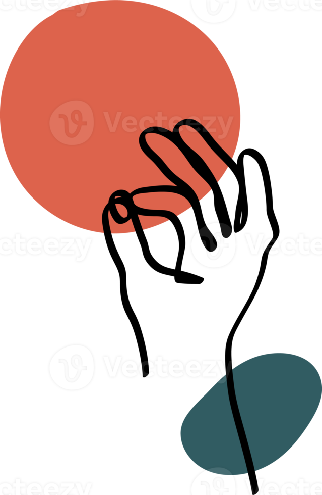 Handgesten werden mit farbigen abstrakten Formen erstellt. einfache handgezeichnete Illustrationen für Wanddekoration und Druck. Sammlung von Gesten für Symbole und Kommunikation png