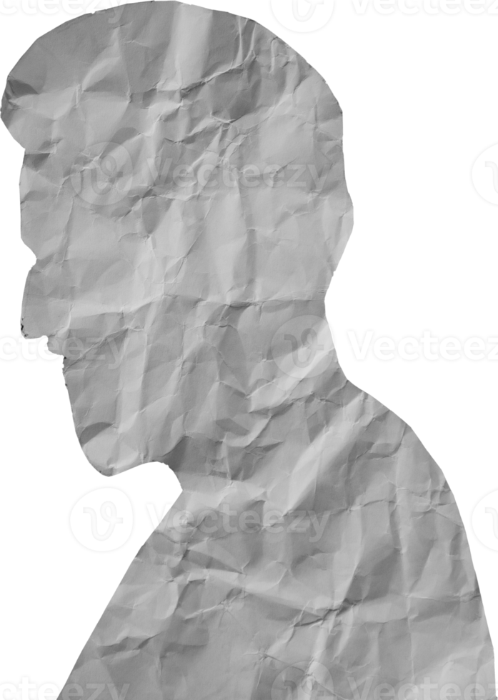 People portrait with crumpled paper texture. Paper cut people from side angle. png