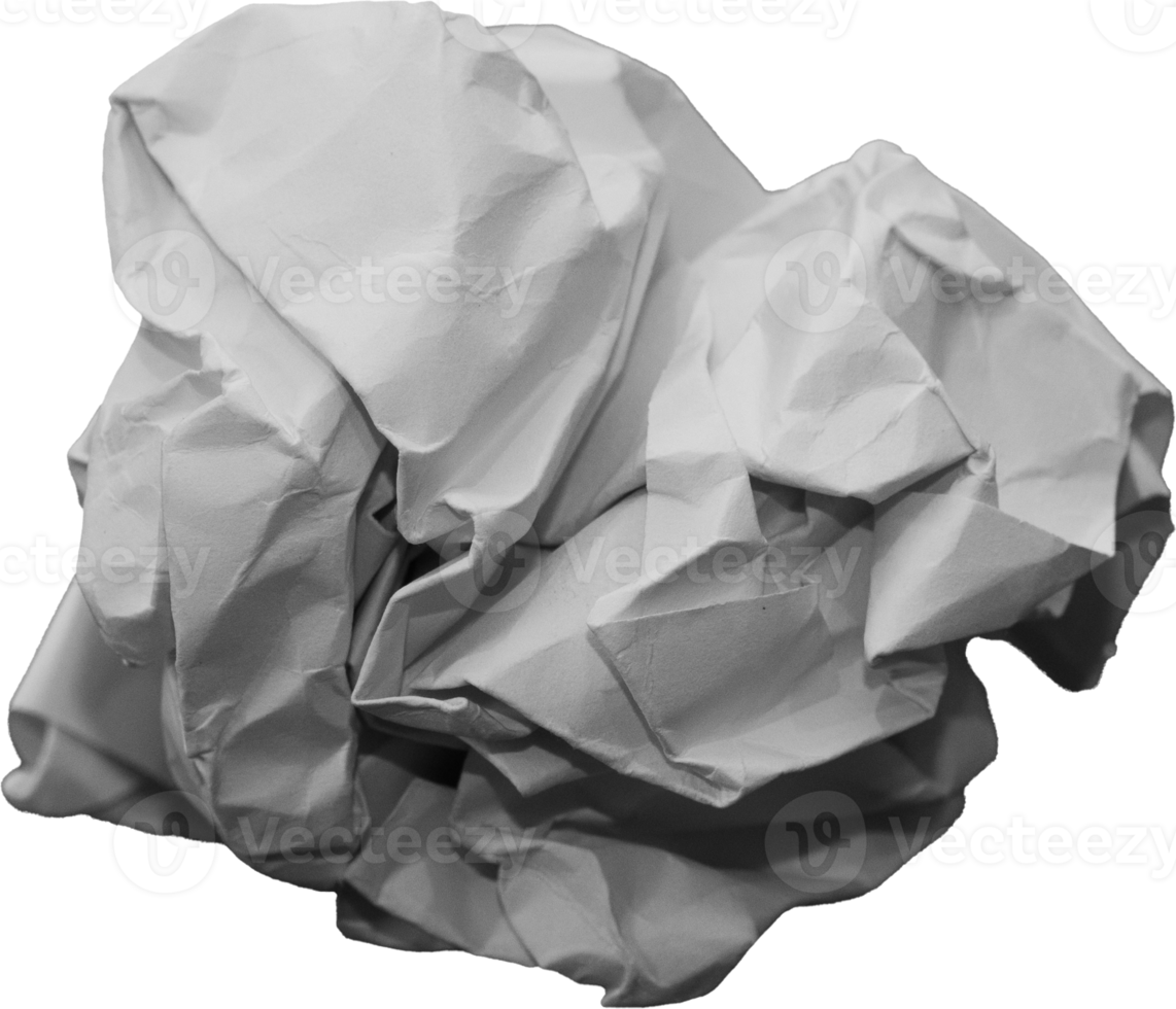 White crumpled paper balls for design element png