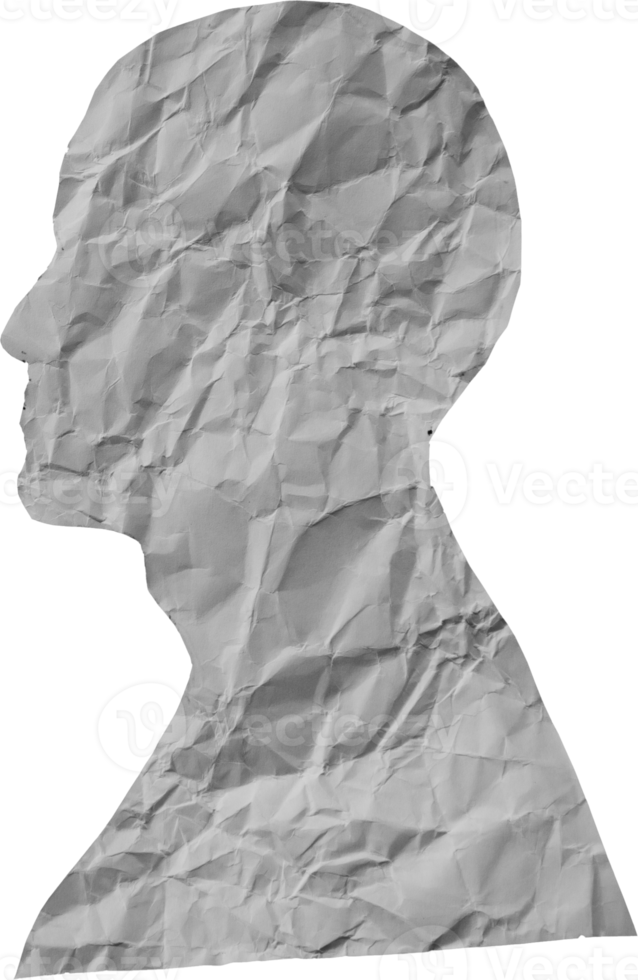 mensen portret met verfrommeld papier textuur. papier sneed mensen vanuit een zijhoek. png