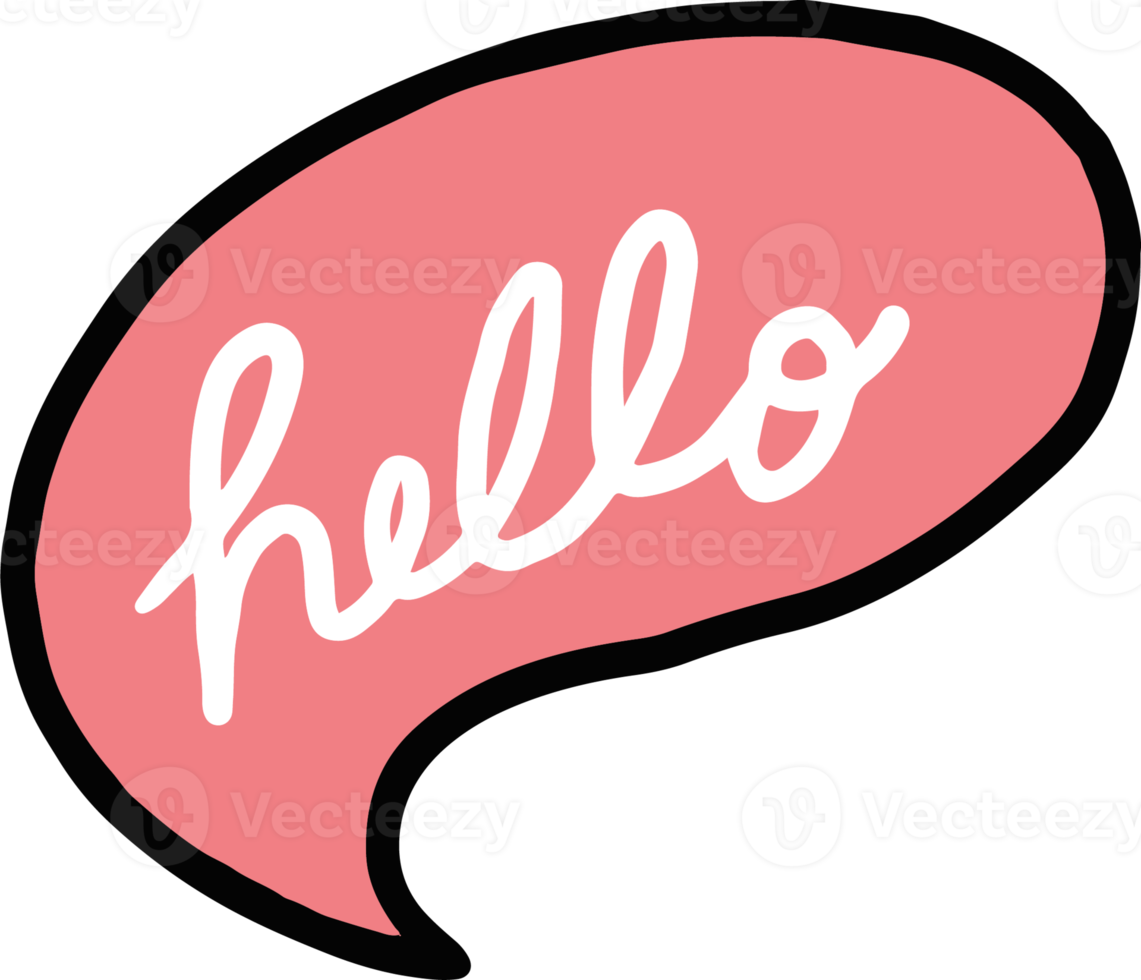 hello bubble text, broadcasting theme in hand drawn design. cute podcast icon illustration png