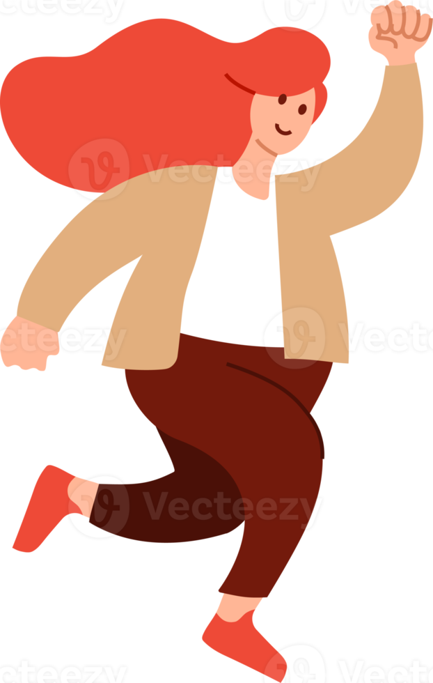 People are jumping with joyful expressions. Young people in casual fashion flat design illustration. png