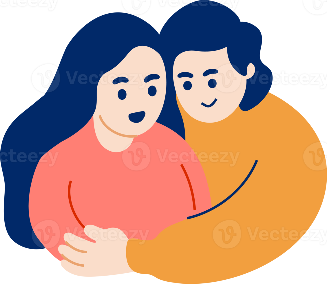 happy love couples and family. Diverse cute people cartoon in romantic relationships. lovers in Flat design illustration png