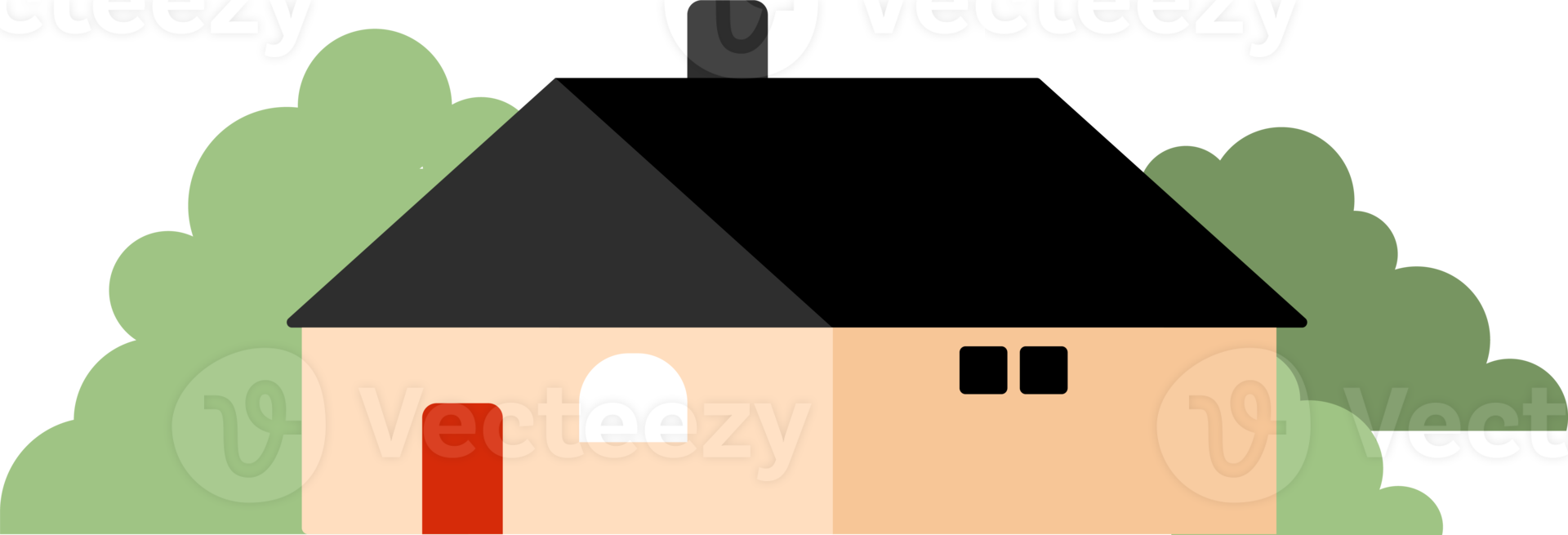 small tiny houses and trees in paper cut flat design. Collection of vector illustration buildings in a trendy and cute style. png