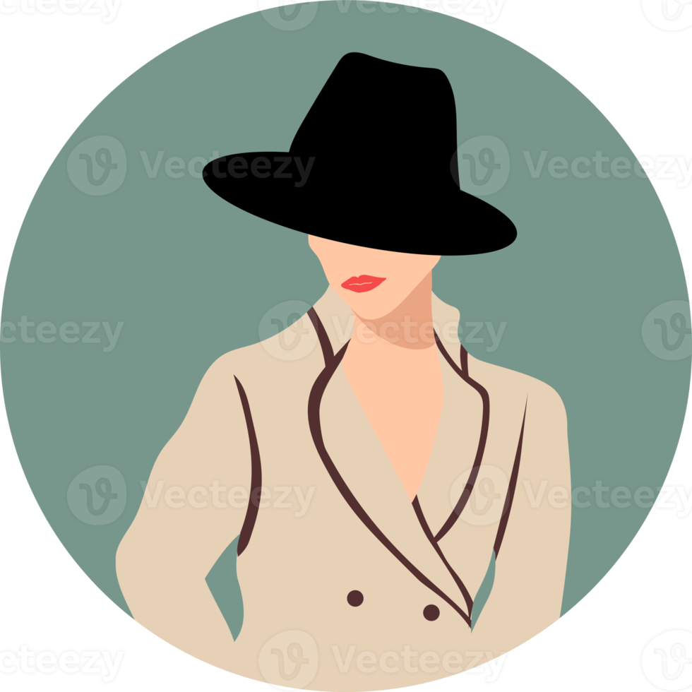 portrait stylish young women dressed in casual and formal outfits. Flat design illustrations of woman portrait in trendy fashionable style png