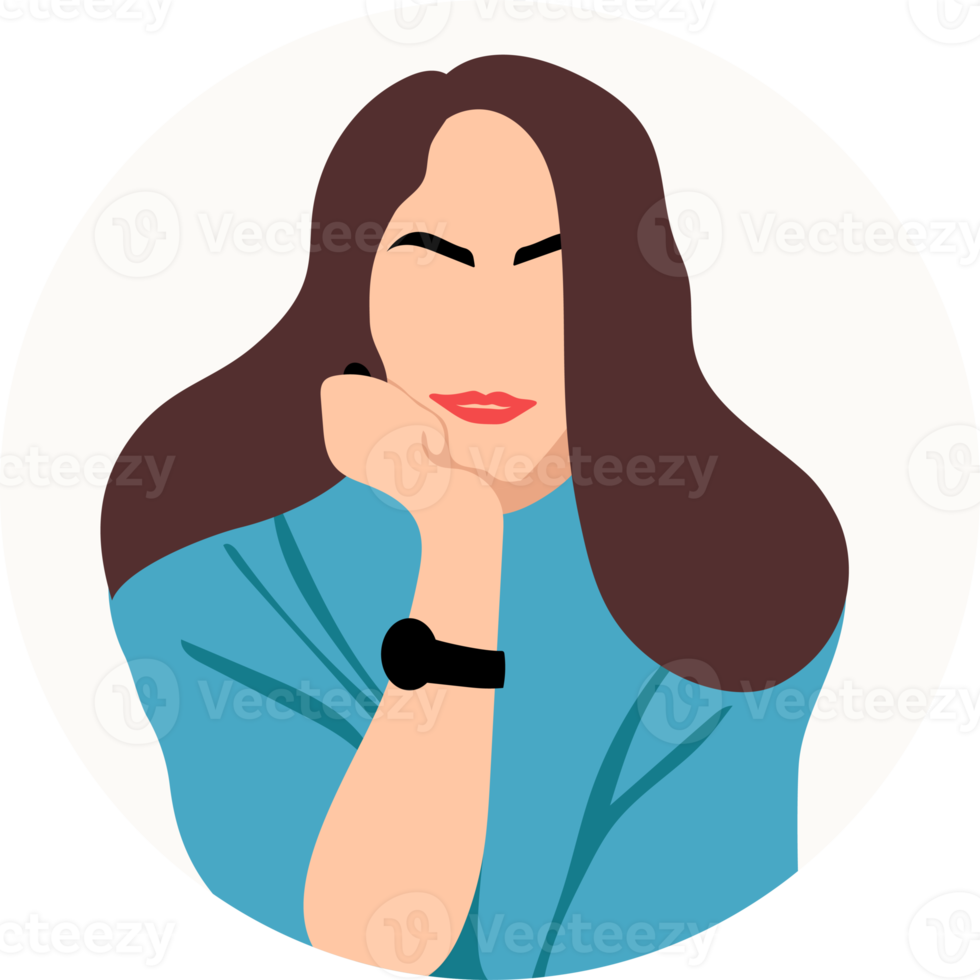 portrait stylish young women dressed in casual and formal outfits. Flat design illustrations of woman portrait in trendy fashionable style png