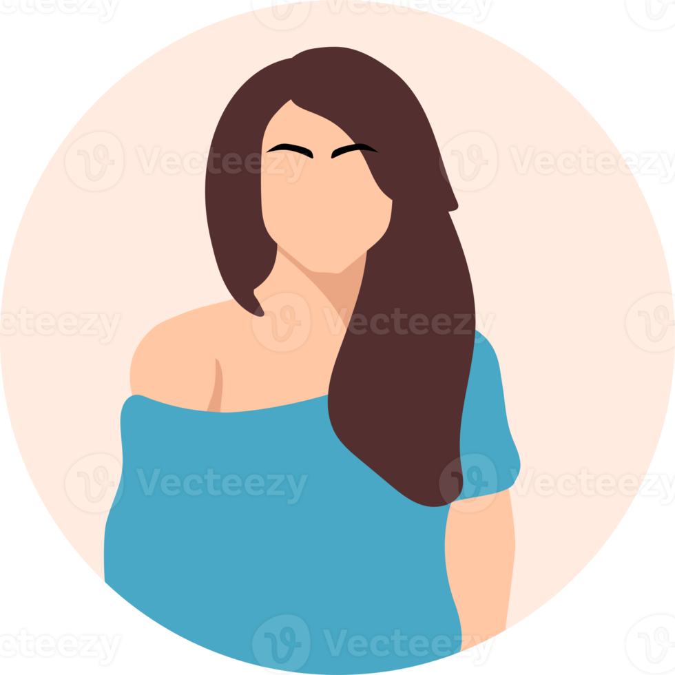 portrait stylish young women dressed in casual and formal outfits. Flat design illustrations of woman portrait in trendy fashionable style png